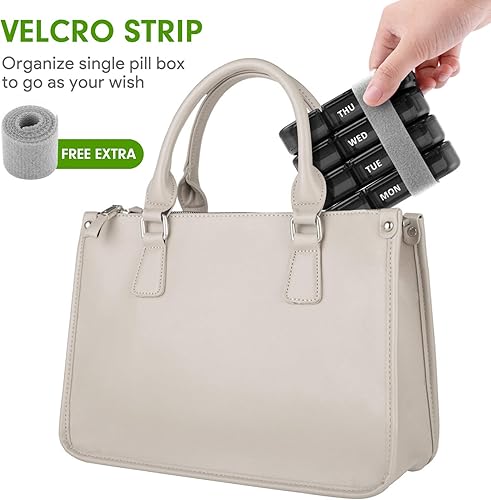 Miniatura 5 de Organizador de pastillas 3 veces al día, Fullicon - Estuche semanal grande de pastillas de 7 días, pastillero diario con 21 compartimentos,