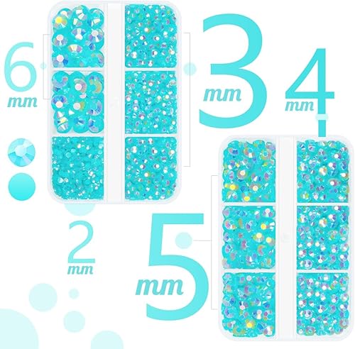 Vista 28 de Diamantes de imitación rojos de resina AB para manualidades de 0.079 in, 0.118 in, 0.157 in, 0.197 in, 0.236 in, parte trasera plana, gemas de Rojo