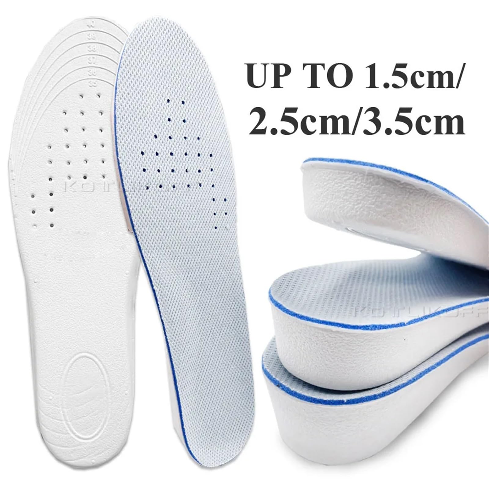Plantillas Altura Hombre Plantillas Invisibles For Aumentar La Altura, Transpirables, Ligeras Y Con Elevación Del Talón, Almohadillas For Zapatos(Add 1.5cm,L EU 41-45)