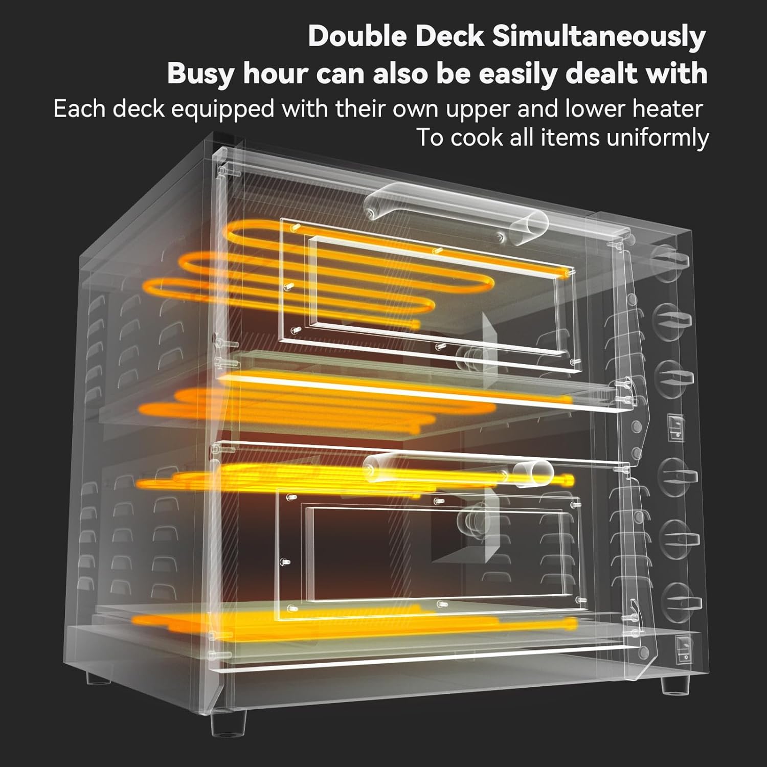 CROSSON ETL listed Commercial Double Deck 16 inch Countertop Electric Pizza Oven with pizza stone, Multipurpose Indoor Pizza oven for Restaurant use,120V/3200W