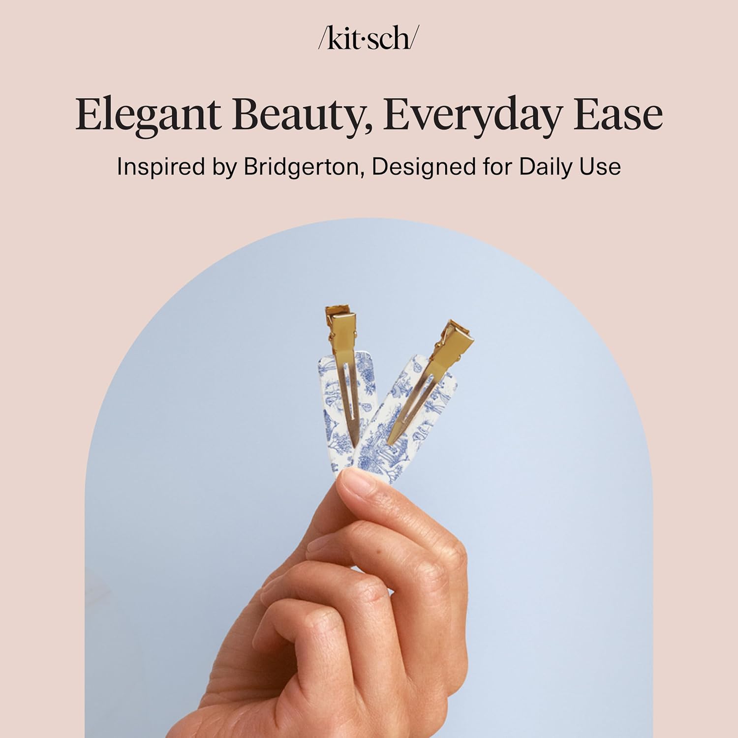 Bridgerton x Kitsch Creaseless Hair Clips for Women - No Crease, No Bend Hair Clips for Styling, Bangs, Makeup Application, Face Wash | Recycled Acrylic - Toile in Bloom | Ideal Gifts for Women, 4pcs - Image 8