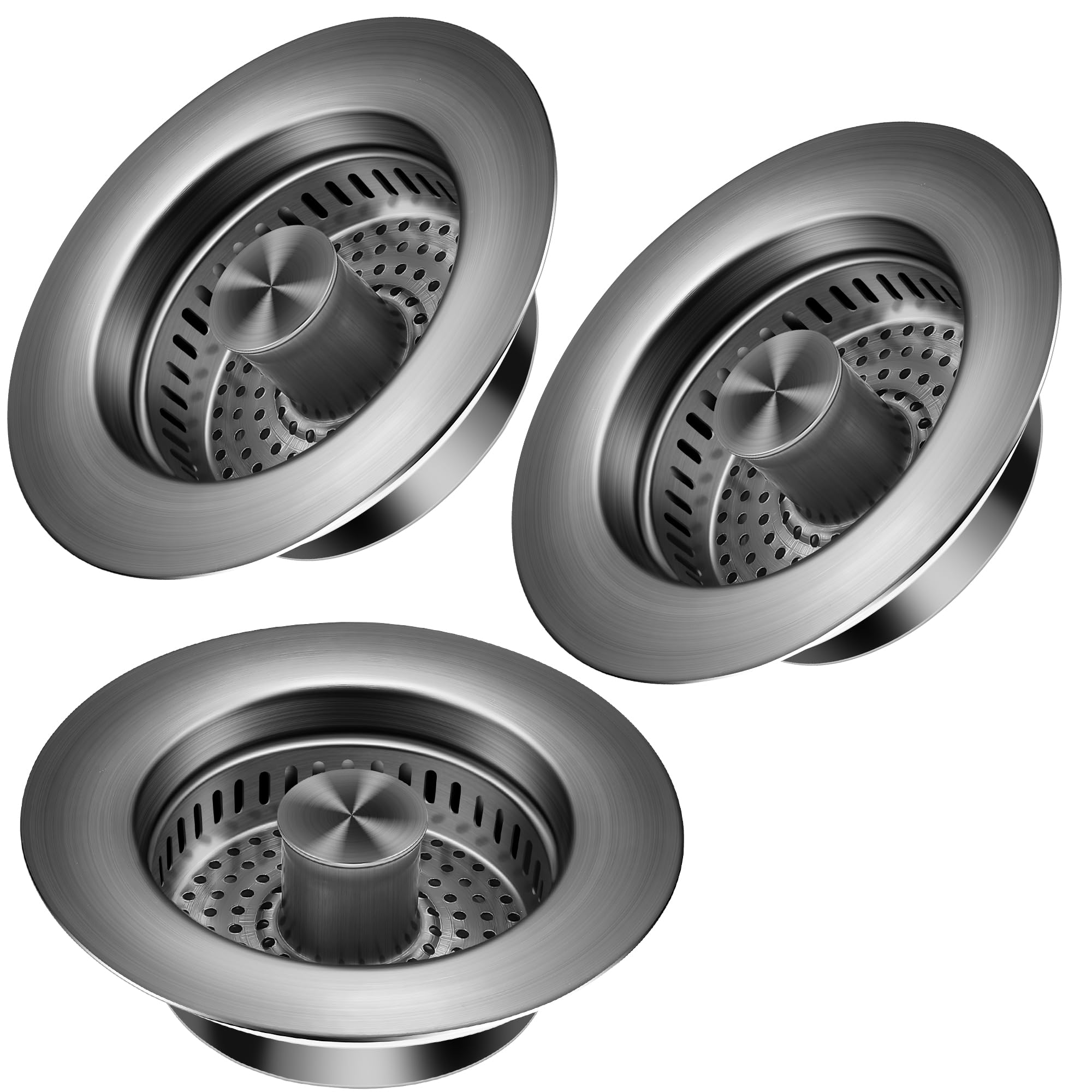 Filtre évier cuisine anti-obstruction en inox 304, crépine de vidange pour évacuation grise