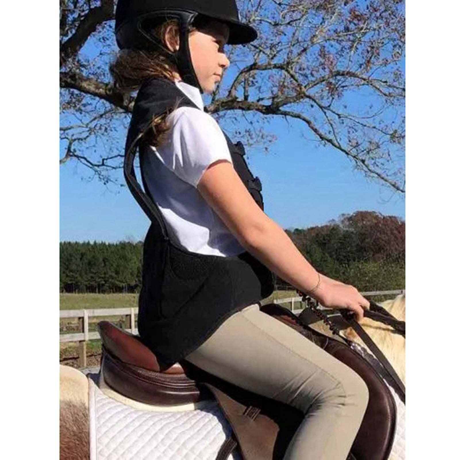 Chaleco De Airbag Ecuestre Infantil Abrigo De Exhibición De Caballos Con Vértebras De Cuello Y Cola (Color : Black, Size : XX-Small)
