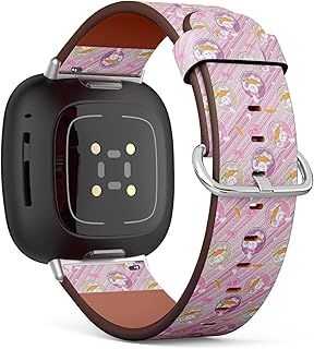 CJBROES Replacement Leather Watch Band, Compatible with Fitbit Versa 3 and Fitbit Sense of Wristband Bracelet Accessory - Cute Funny Amazing