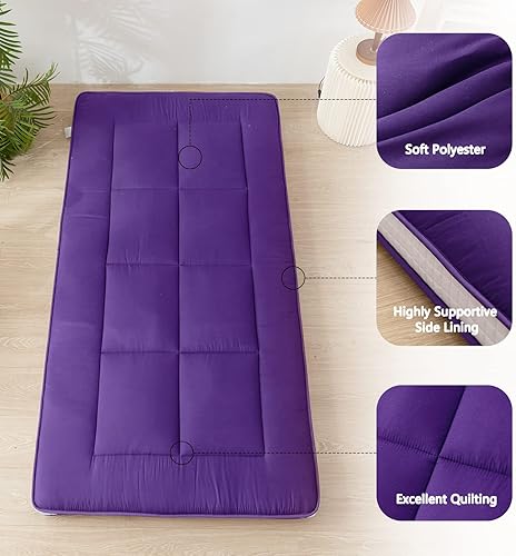 Miniatura 32 de MAXYOYO - Colchón tipo futón japonés, acolchado, para cama, extra grueso, plegable, transpirable, tumbona para el suelo, cama de invitados para Gris