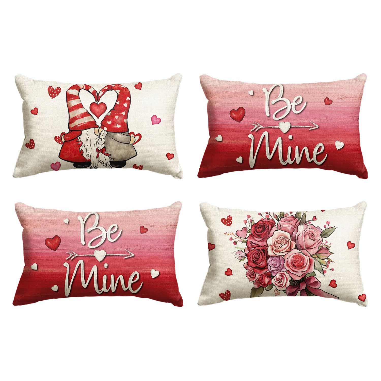 Housse de coussin de Saint-Valentin Hugs and Kisses bouquet de roses