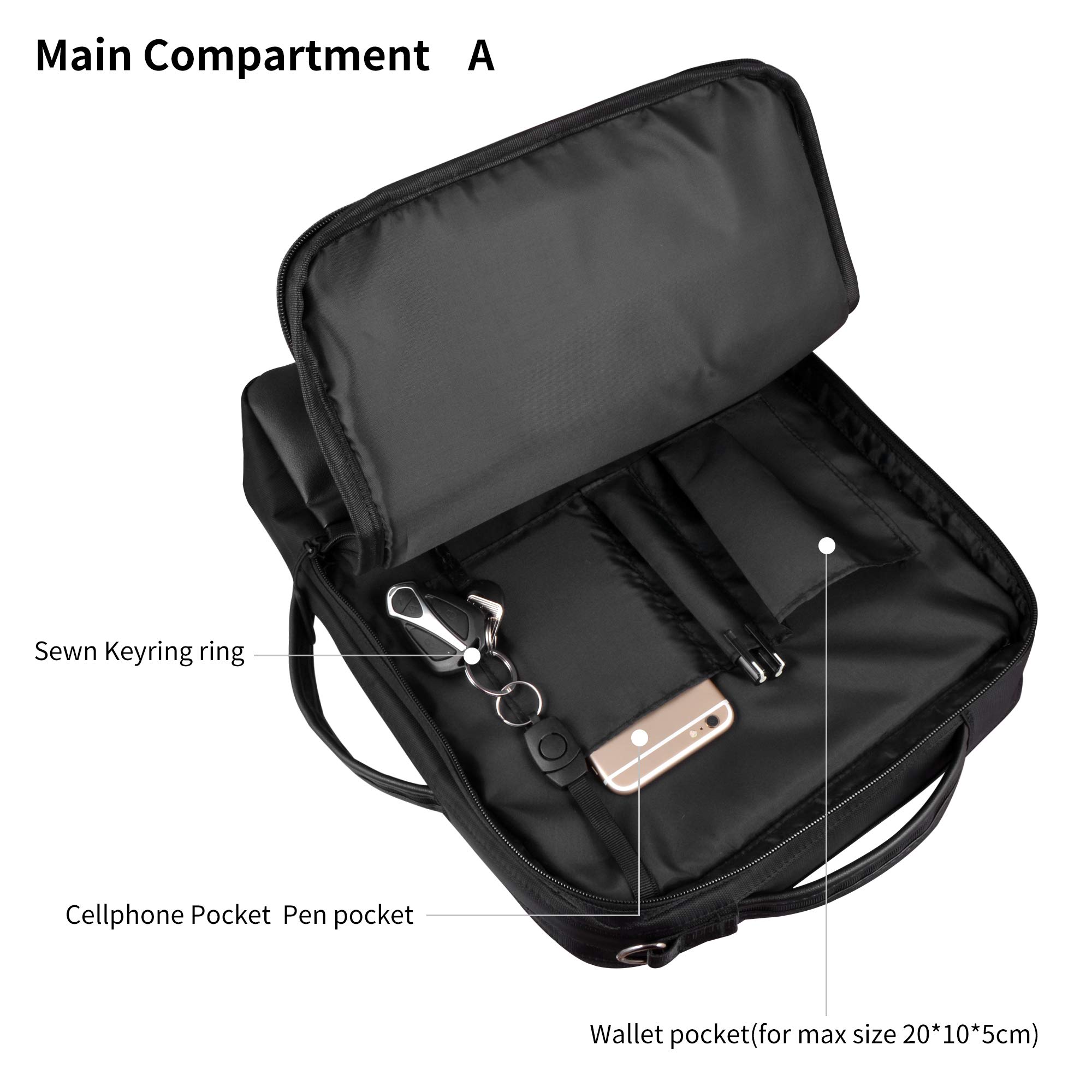 Gimars UPGRADE Diseño 3 en 1 Mochila para Portátil 15.6" con Puerto de USB Bolsa Portátil Unisex Mochila Multifuncional Ergonomica para Trabajo Oficina Escuela Negocio Viaje Avión,Negro