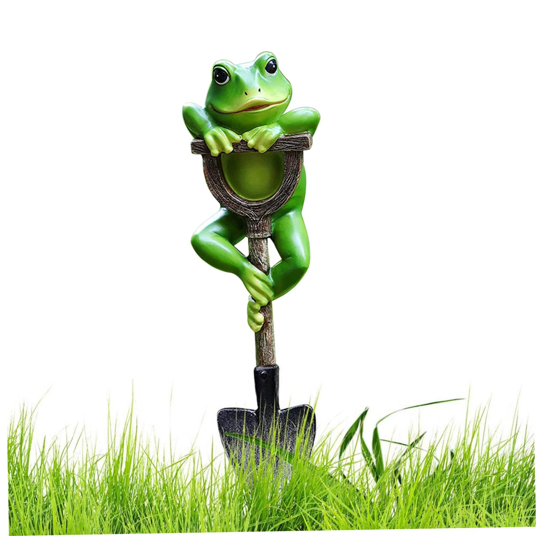 Hbbgdiy Garden Resin Statue with Shovel, Outdoor Resin Garden Figurines, Cute Lawn Ornament, Figurine Decoration for Yard, Patio and Outdoor Landscaping, Frog