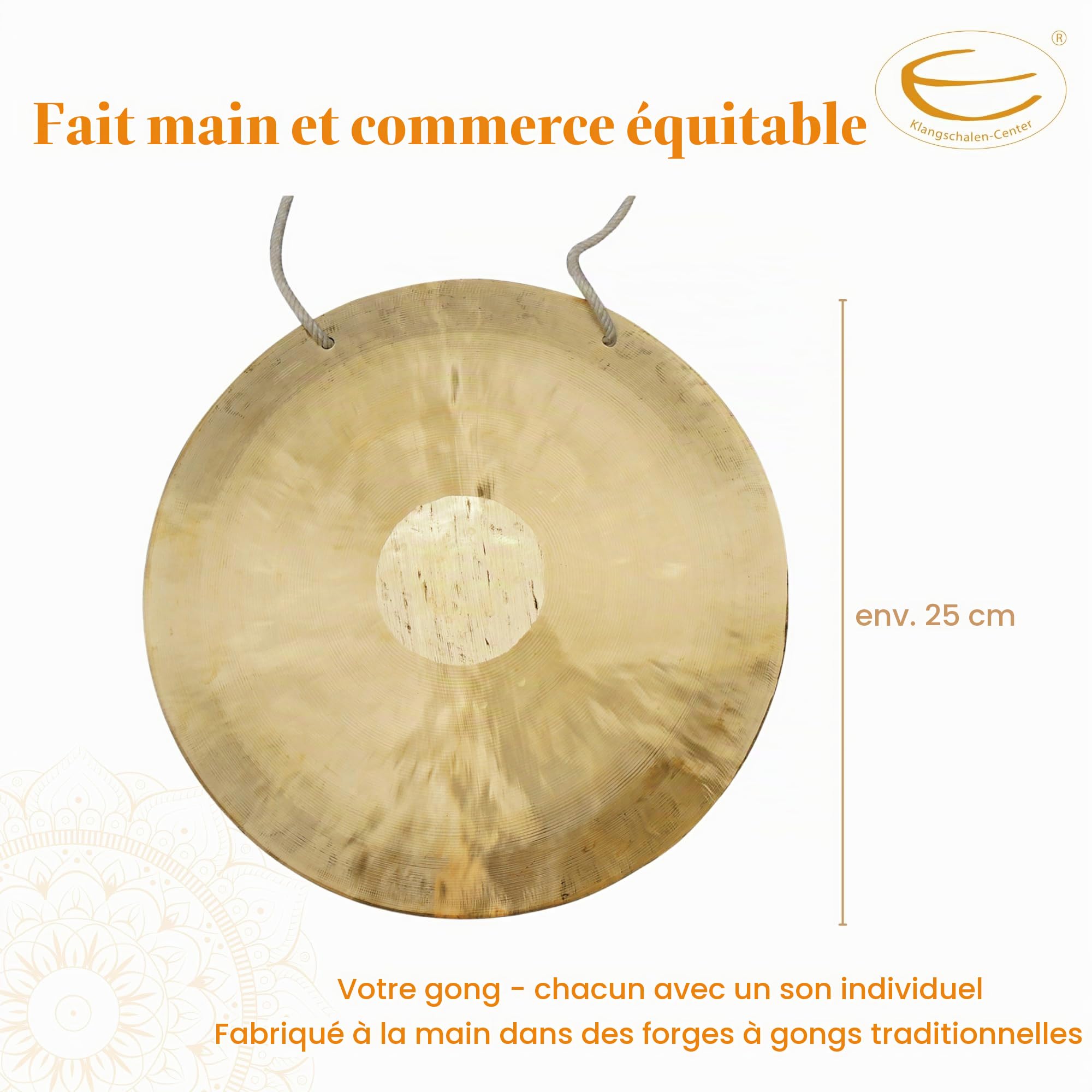 Feng Gong original, gong du vent chinois 25 cm / 10" -7000-L produit de marque doté d'une très belle sonorité !