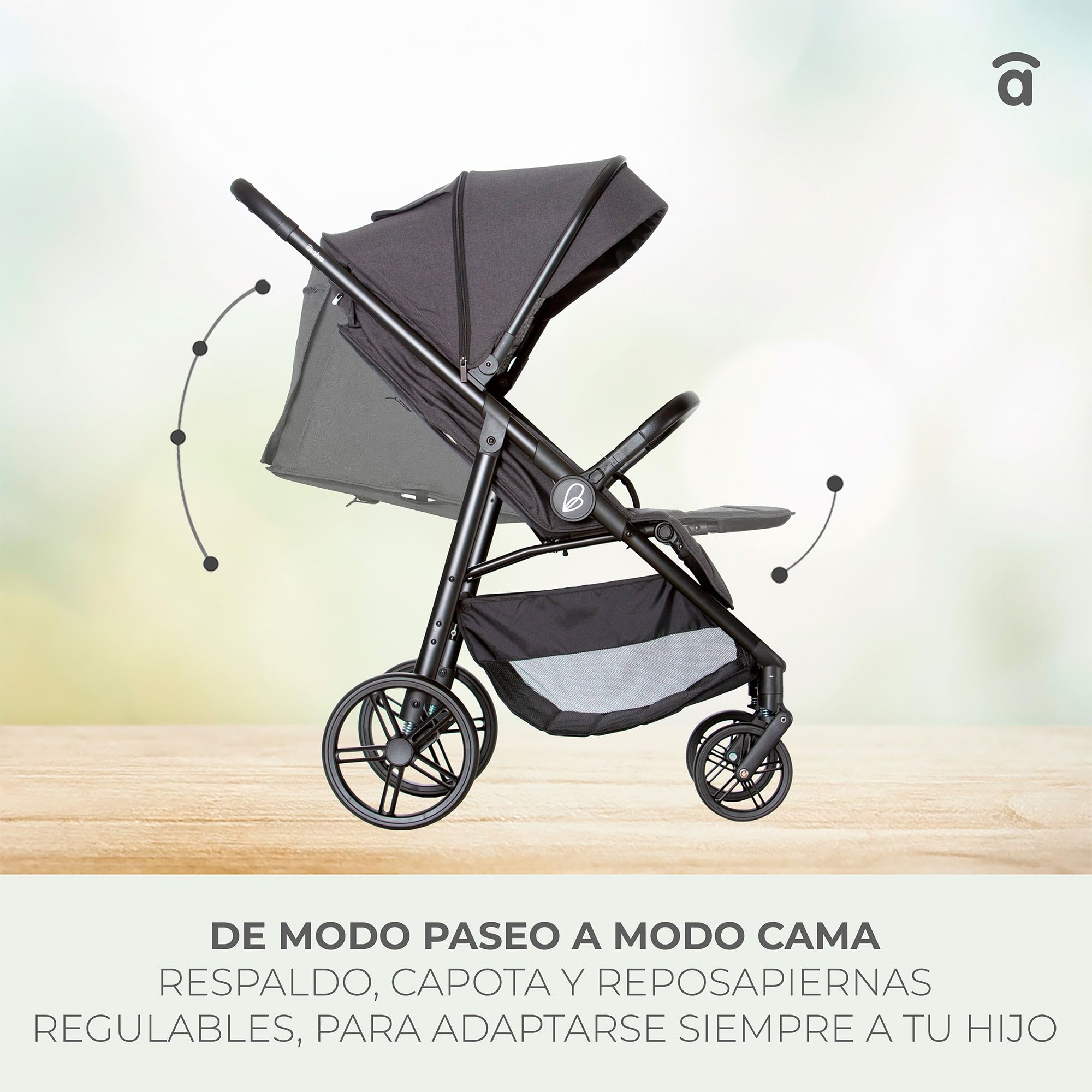 Asalvo FIYI Silla de Paseo, Carrito bebé, Carro para bebés, Confortable, Ultraligera, Segura, Capota con Ventana y Freno Trasero, Manejable, Plegado compacto, Carga Máxima 24 kg, Negro