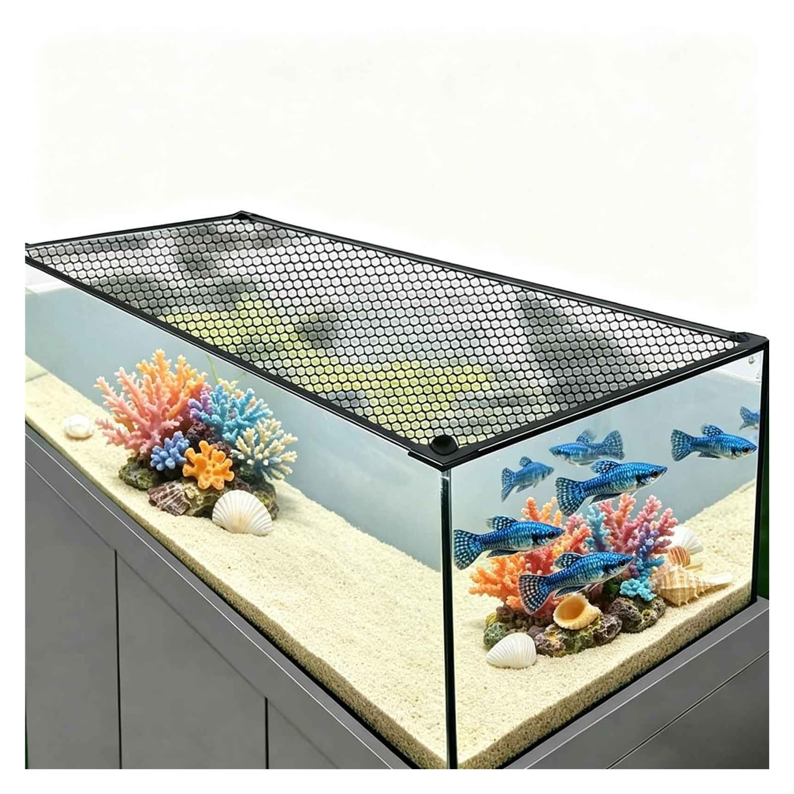 Couvercle d'aquarium anti-saut pour aquarium, empêche les poissons de sauter, dessus en maille sûre, 80 x 40 cm