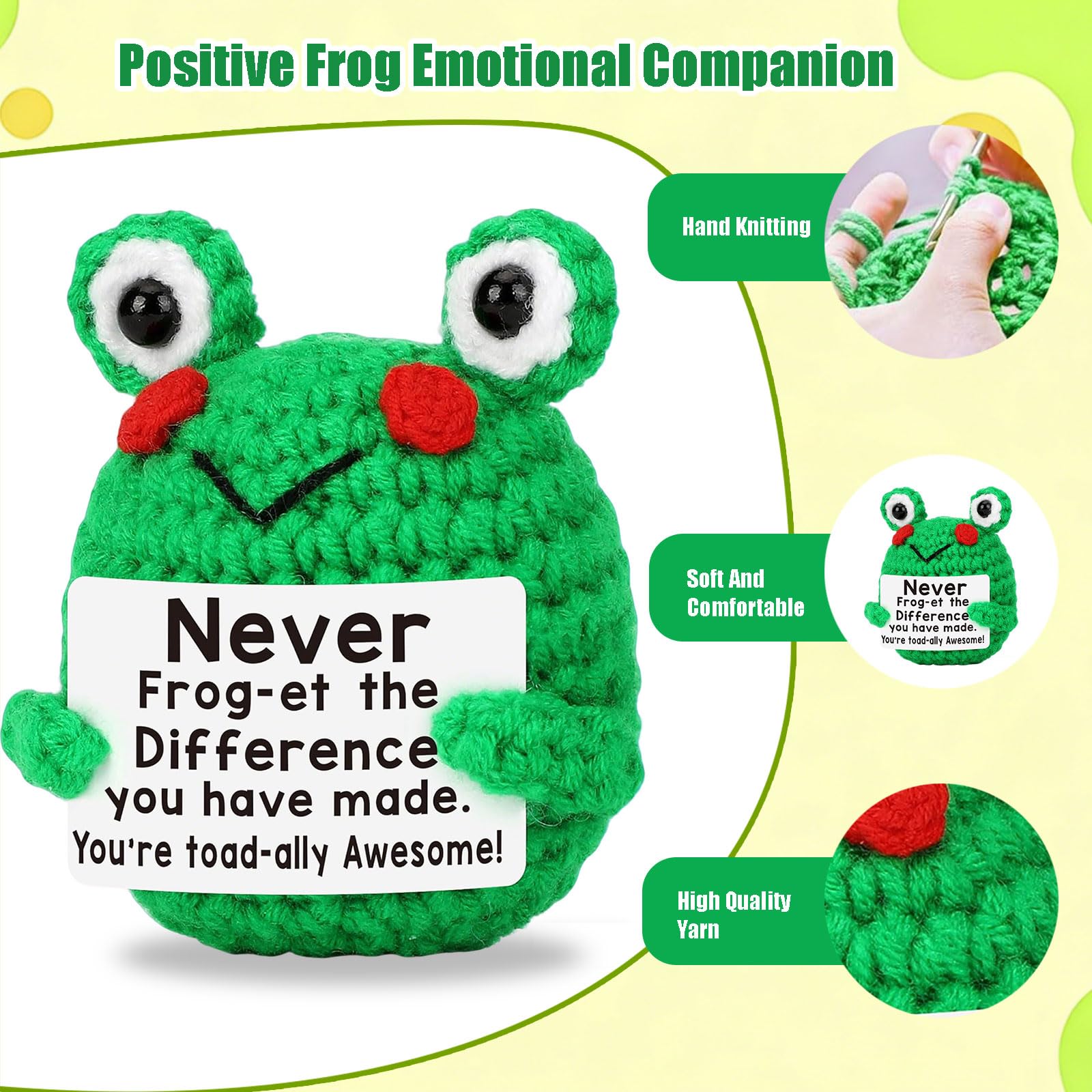 YTBAB Frog Gifts Emotional Support Gift Cute Handwoven Ornaments Perfect Decor For Women And Friends Positive Frog Knitting Doll For Christmas Ornament Gift - Image 4