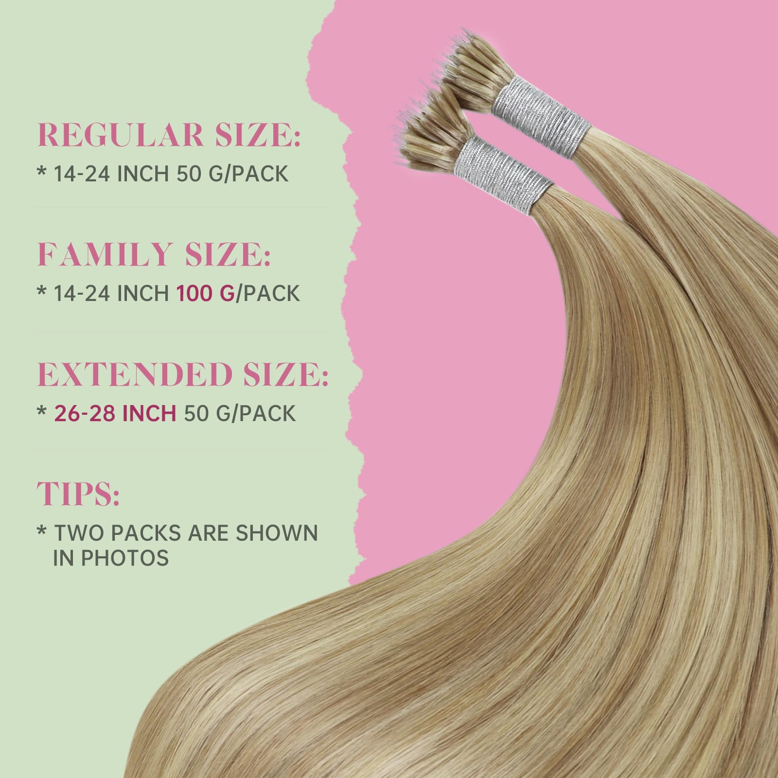 YoungSee Nano Beads Hair Extensions Blonde 14inch Nano Hair Extensions Warm Ash Blonde Highlights Bleach Blonde Nano Ring Hair Extension Highlight for Women Cold Fusion 50g Short Straight 50s — view 3