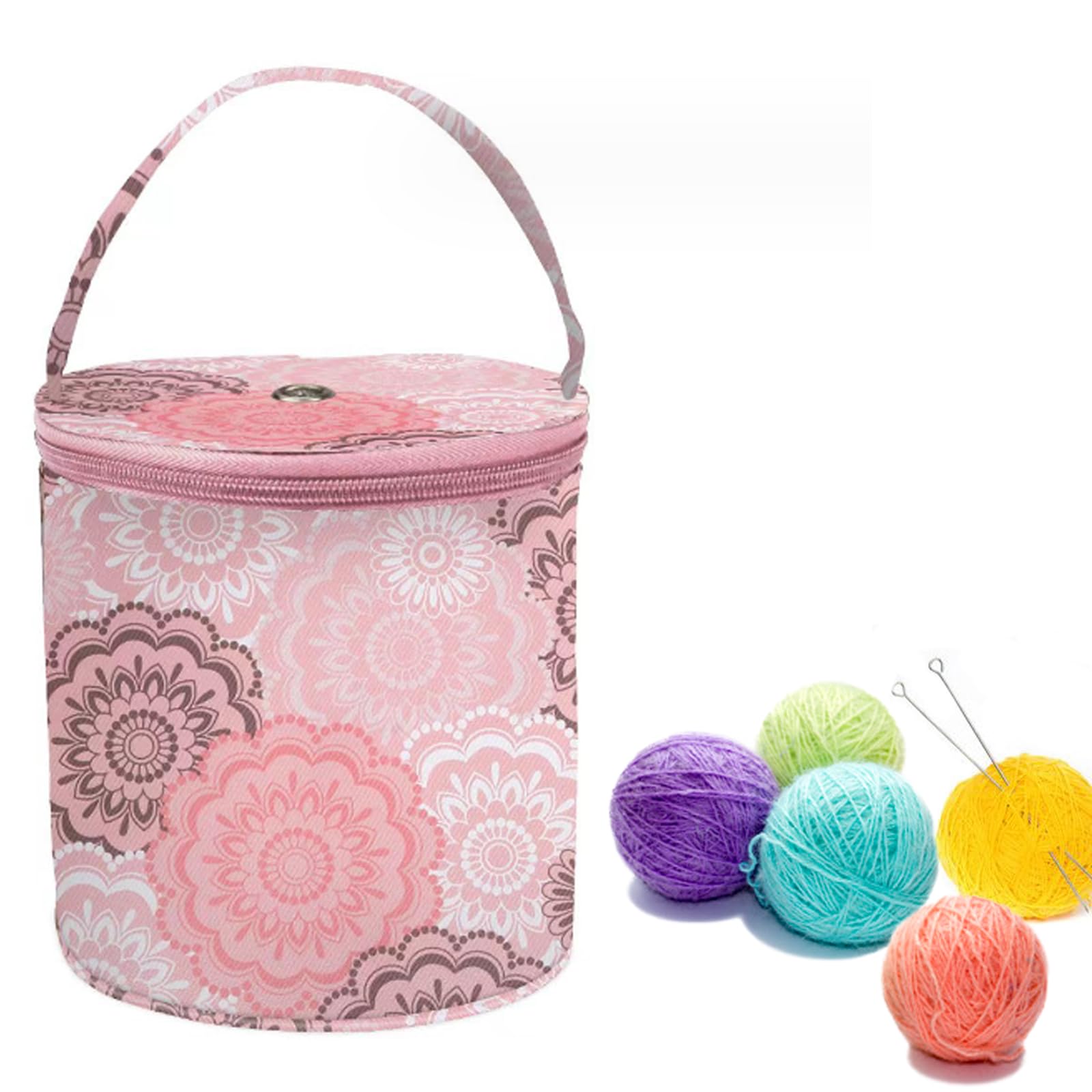 Sac à Tricoter Portable Taille Moyenne - Sac Stockage Fil Laine Avec Fermeture Éclair Et Règle