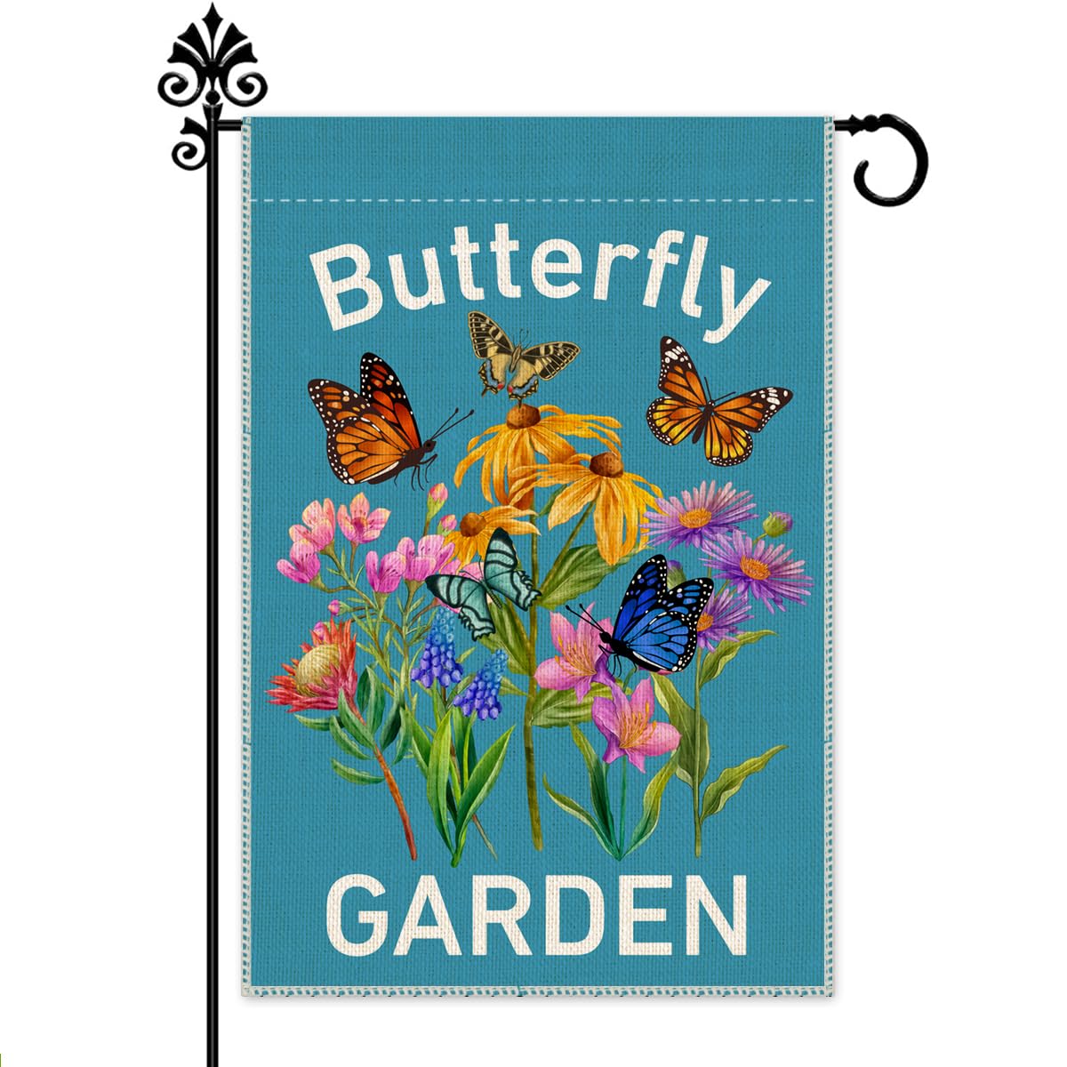 Drapeau de jardin papillon célébrant la nature printanière dans votre cour