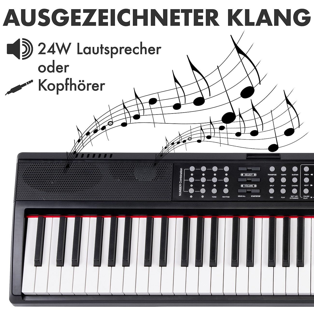auvisio Klavier: E-Piano mit 88 Hammermechanik-Tasten + Ständer (MIDI Keyboard, MIDI Keyboard 88, Stativ)