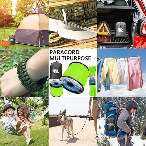 Miniatura 6 de 750Ib Reflective Paracord Rope,100' 200' 500' 1000', 4mm 11 Strand Parachute Spool Cord with Collecting Bag, para Cord Lanyard for Hammock, Camping