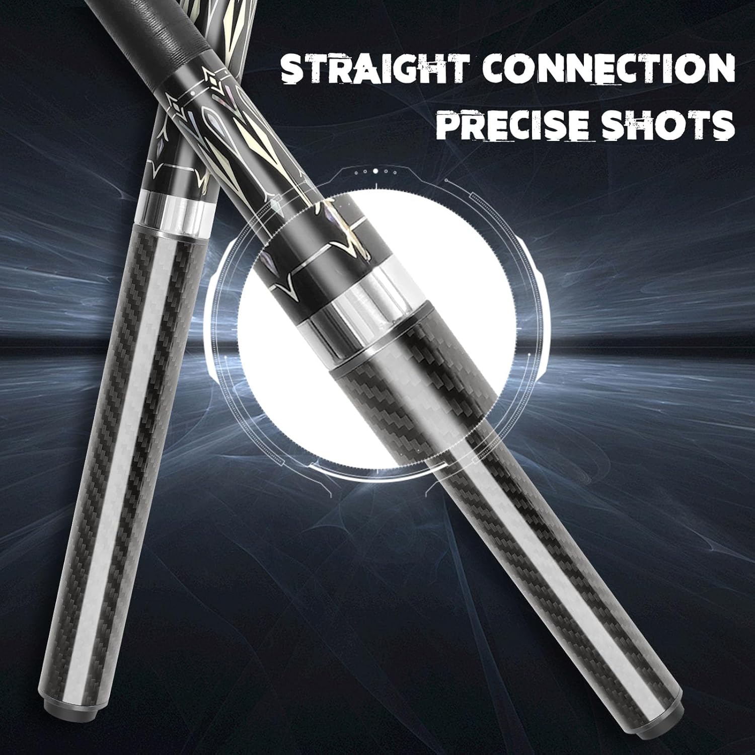 Pool Cue Extension with 3 Bumpers Carbon Fiber Billiard Cue Extender Pool Cue Accessories