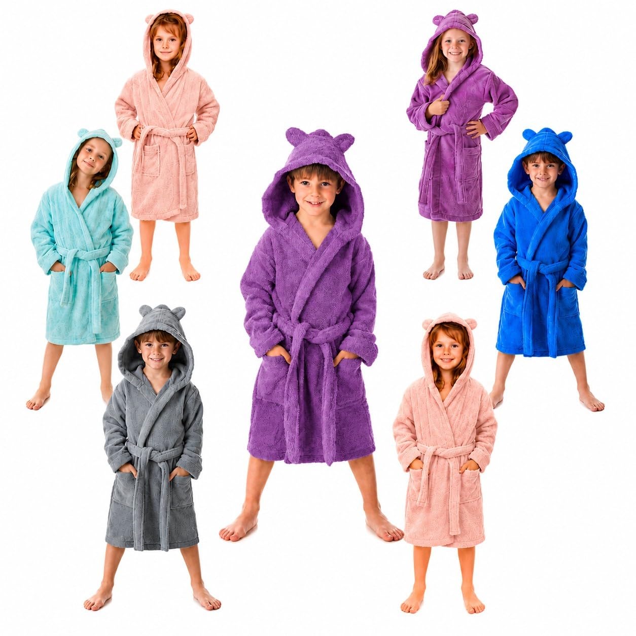 DHESTIA HOME Albornoz Niños y Niñas Unisex - Infantil Capucha con Orejas y Bolsillos - 100% Algodón OEKO-TEX