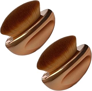 Foundation Brush Palm Makeup Brush SOFT Kabuki Dome Shaped Face Body SPF Blush Bronzer Highlighter Blending Self-Tanner Buffing Liquid Powder Cream Streak-Free Cosmetic Application Rose Gold Mirror Finish (2pc Rose Gold Brush)