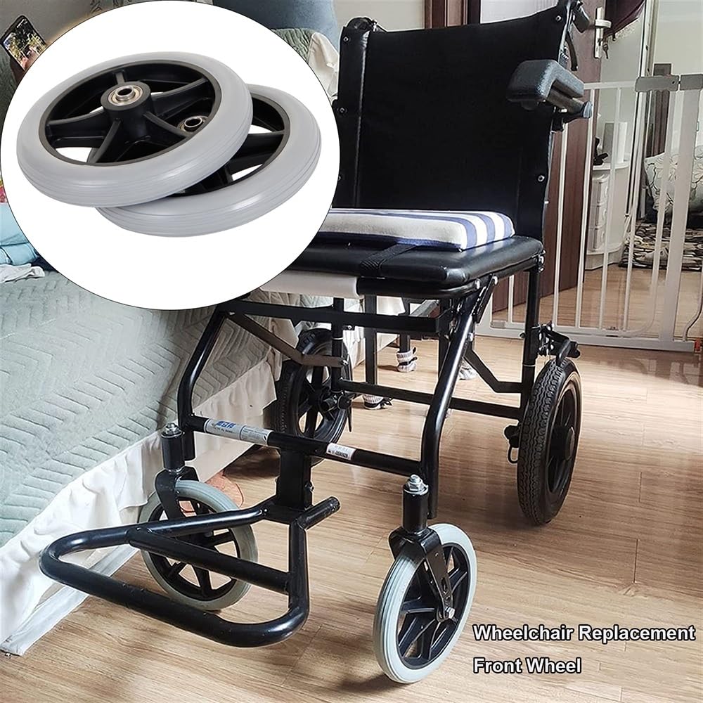 Ruedas Delanteras de Recambio Silla de Ruedas, 2 Ruedas de Repuesto for Silla de Ruedas, Color Gris, de 14 a 20 cm, con Tornillos(19-20cm(8in))
