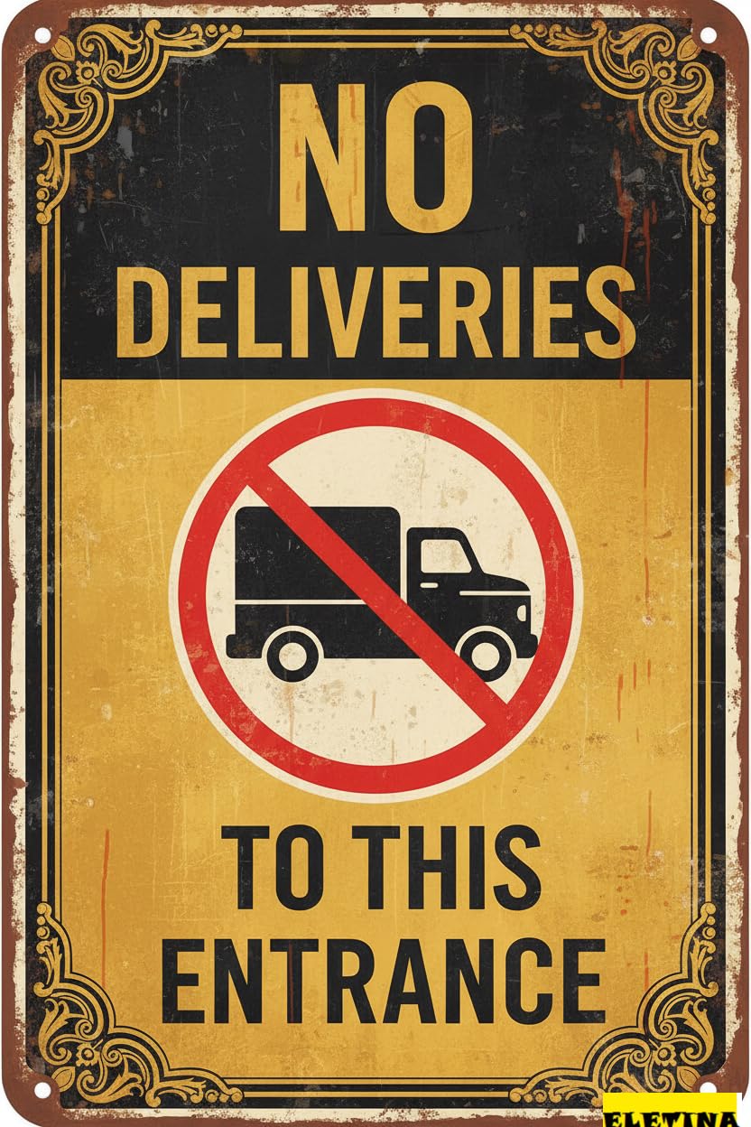 Personalized Sign for Man Cave Caution Warning Metal Tin No Deliveries To This Entrance Metal Warning Vintage Decorative S Yard Road Street Outdoor Driveway 8x12in Metal Quality Private Property