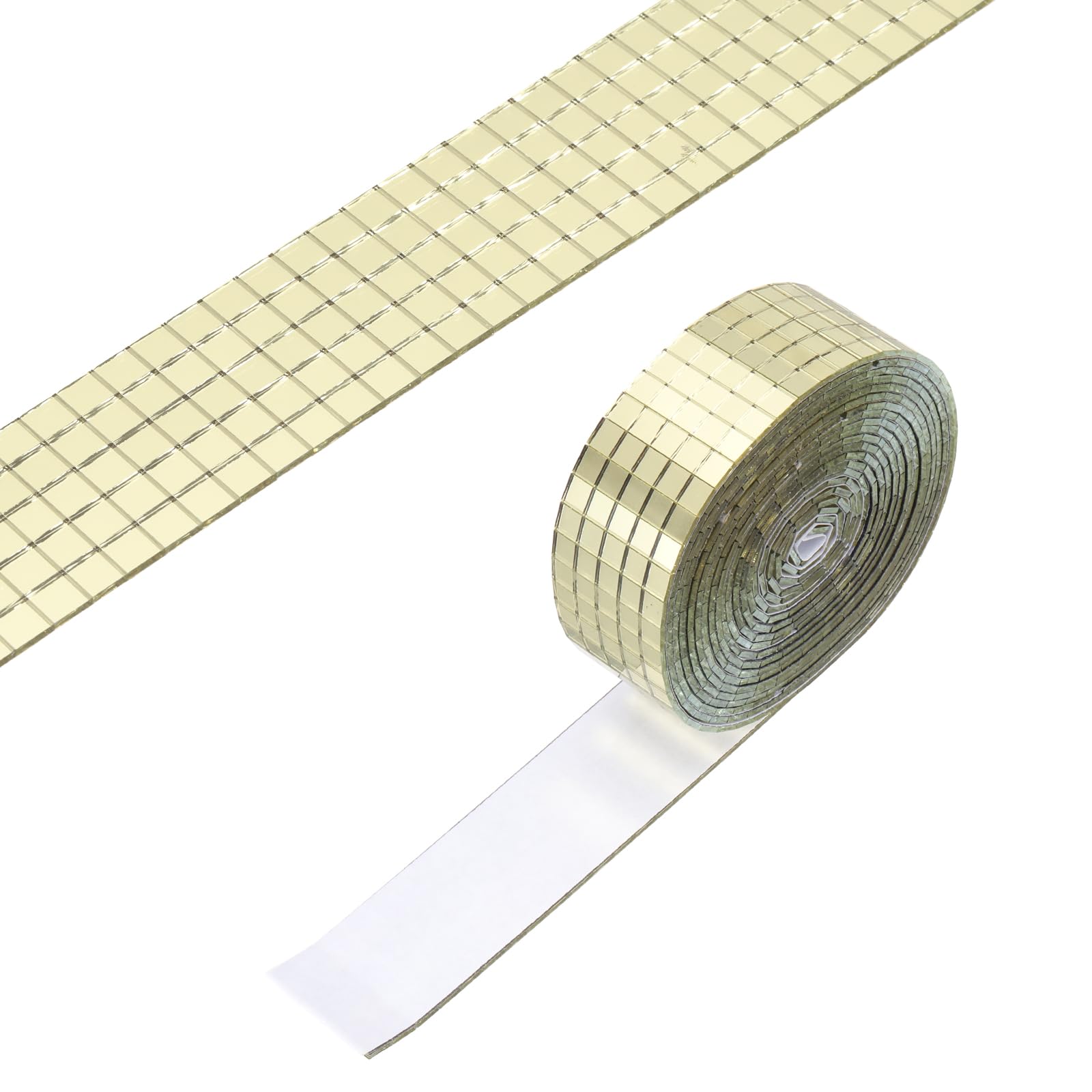 PATIKIL 5x5mm Self Adhesive Mirrors Mosaic Tiles, 2500 Pcs Square Mini Glass Mosaic Disco Tile Sticker for DIY Craft Disco Ball Party Decoration, Gold Tone