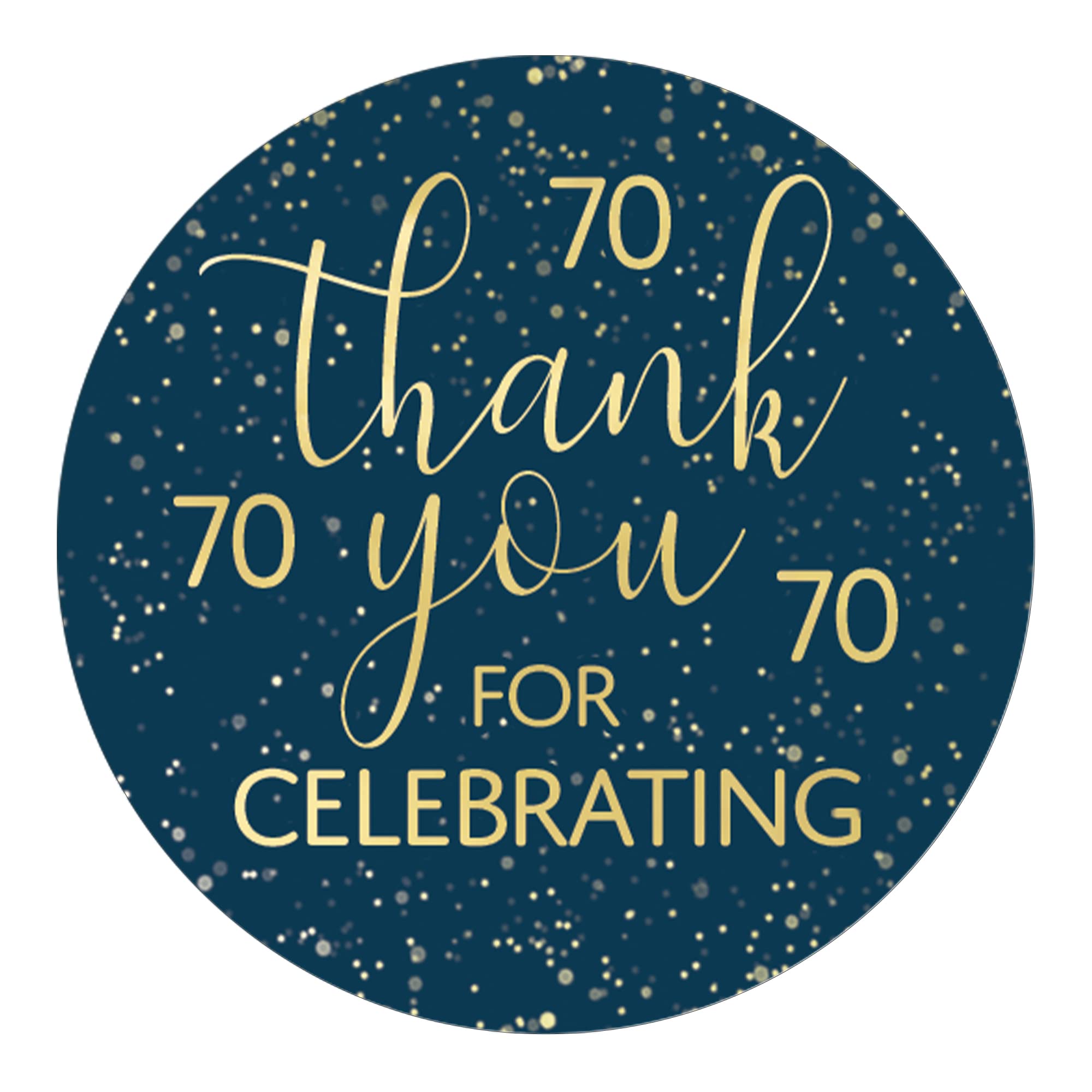 Navy Blue and Gold 70th Birthday Favor Stickers – 40 Count, 1.75" Round Gold Thank You Labels for Candy, Envelopes, and Party Favors