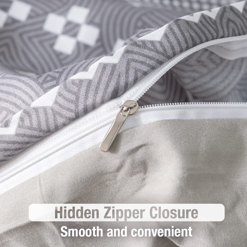 Set Copripiumino Matrimoniale 3 Pezzi Microfibra | 240x220cm + 2 Federe 50x80 | Stile Bohémien Grigio - Foto 3