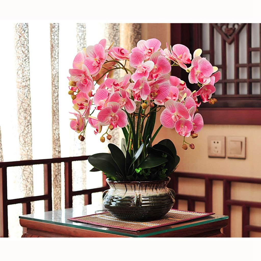 Fiori artificiali, fiori artificiali, orchidee Phalaenopsis artificiali, fiori in vaso, composizioni di piante in vaso di Phalaenopsis finte per feste di matrimonio, decorazioni per la tavol