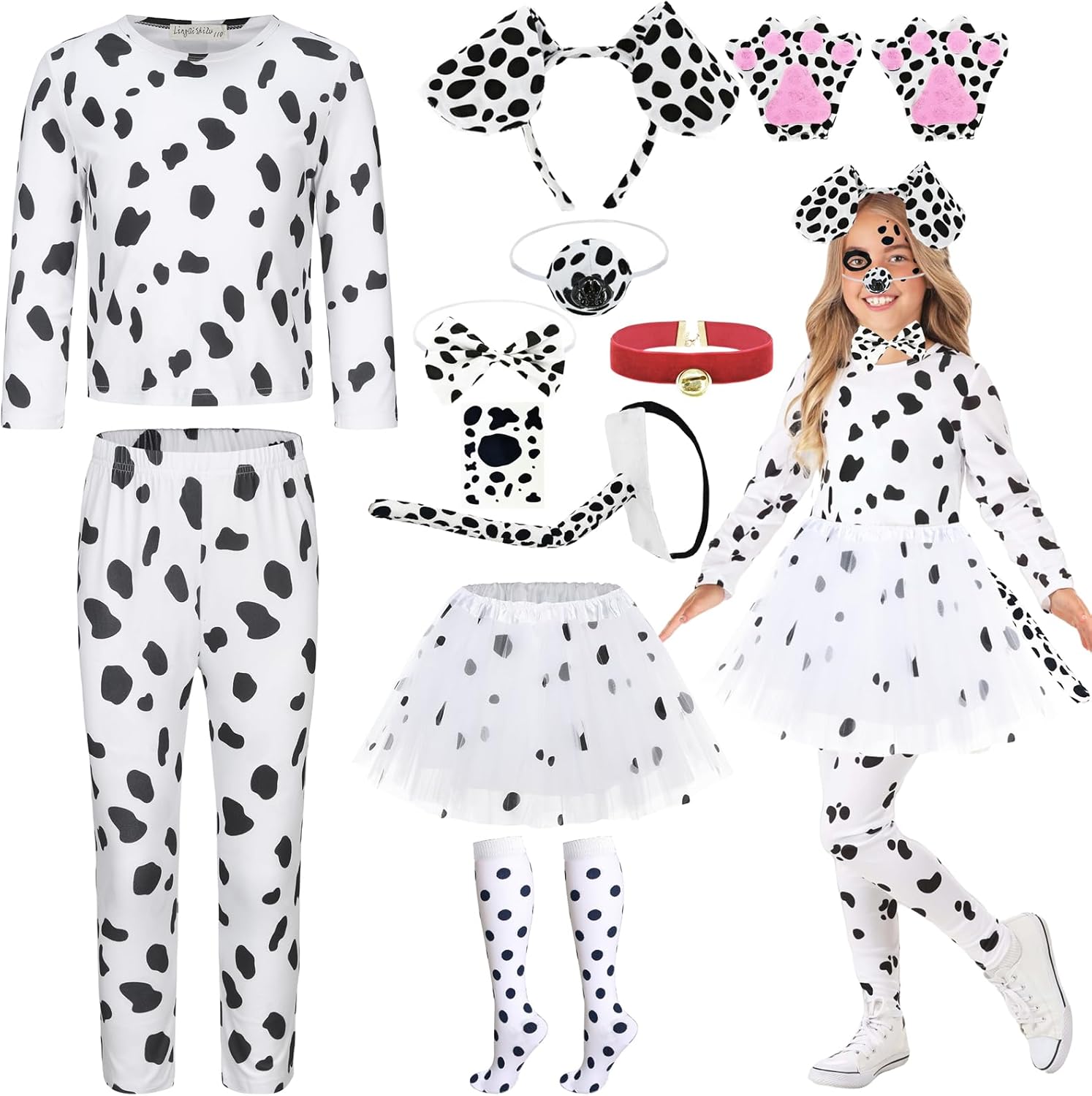 11pcs 101 Dalmatian Costume Kids 100 Days of School Costume