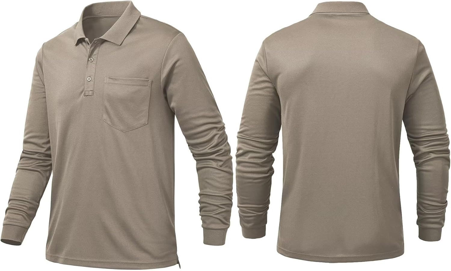 Tyhengta Men's Polo Shirt Long Sleeve Quick Dry Athletic Performance Shirts Pique Golf Shirt - Image 2