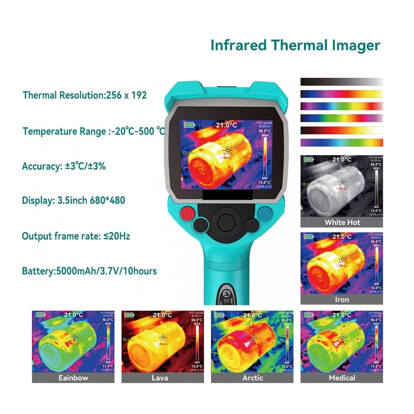 Termocamera, Termocamera a infrarossi (IR) Rilevatore di temperatura professionale ad alta precisione for il rilevamento del riscaldamento idraulico Alta Risoluzione Con Precisione Affidabile(TR256A)