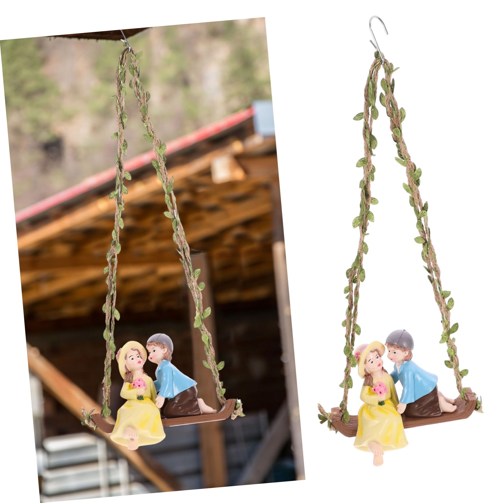 Toddmomy 3 Stück Schaukelnde Liebespaare Gartenfigur Wetterfeste Deko für Terrasse und Garten Resinstatue für Romantische für Gartenliebhaber