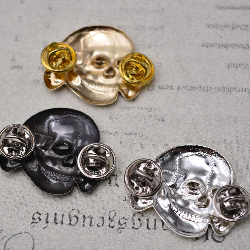 JXS Silver WW1 German Army Skull Pattern Badge, 3x3.2cm, Brass