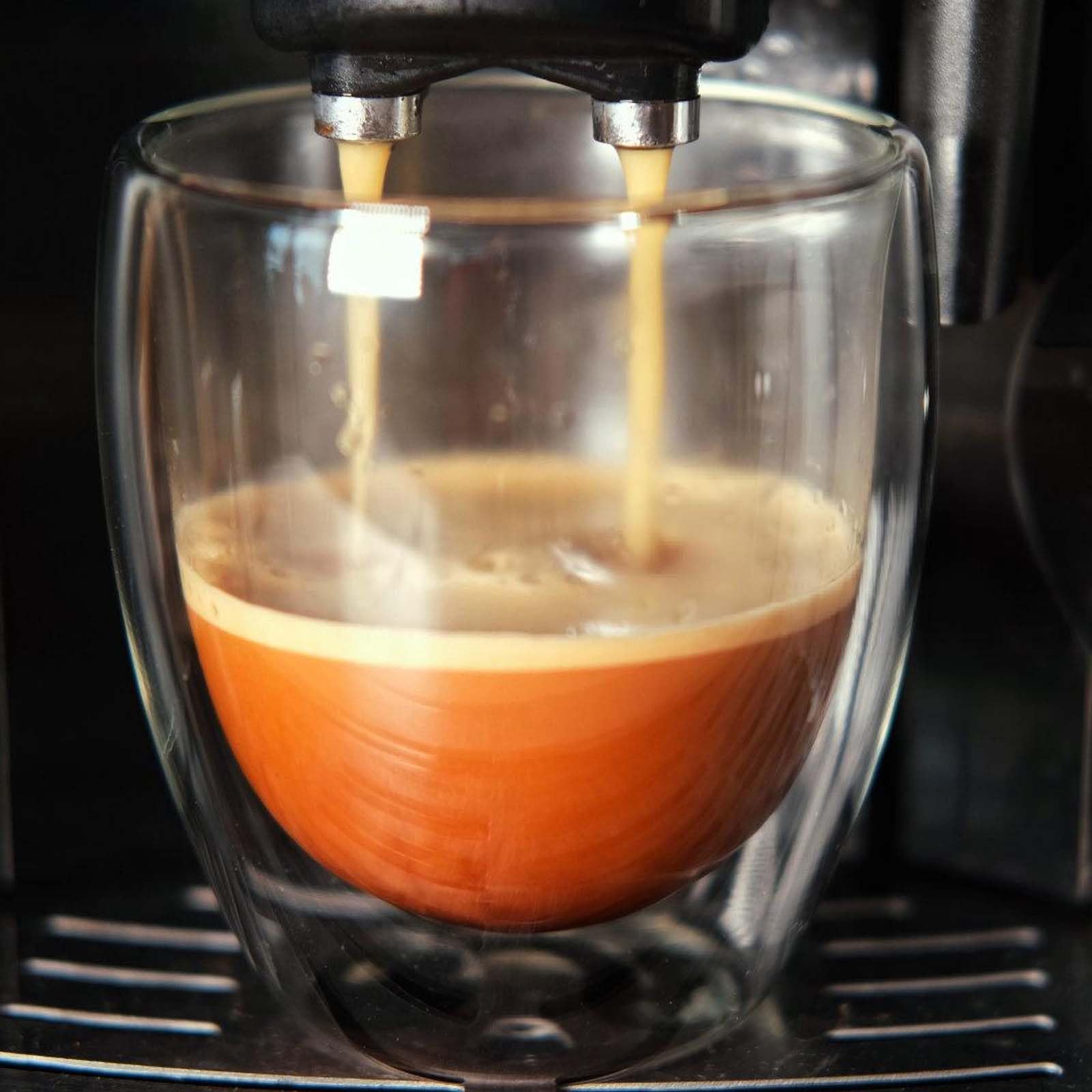 Latte Macchiato Set di tazze da caffè a doppia parete, 6 bicchieri da 250 ml, a doppia parete con 6 cucchiai, cappuccino, tazze da caffè, caffè gelato, bicchieri termici