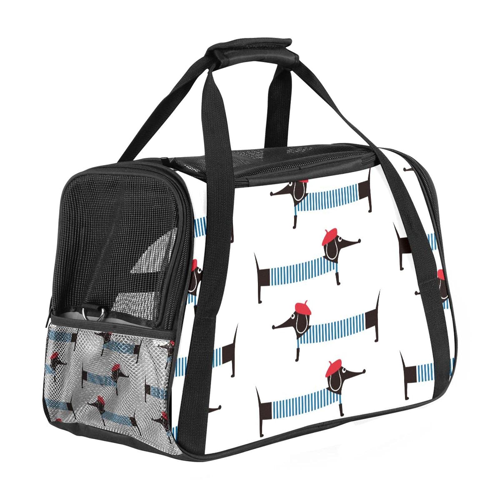 Sac de transport animal voyage sans stress cabine avion imprimé teckel