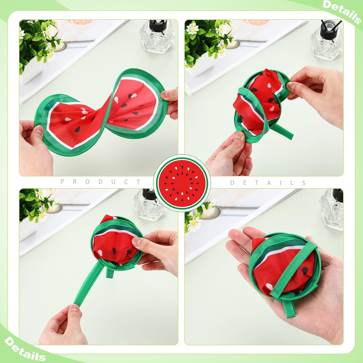 24 Pcs Round Foldable Hand Fan, Fruit Summer Travel Party