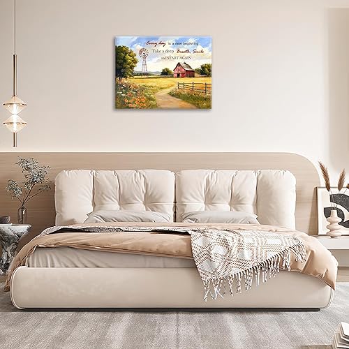 Miniatura 9 de Arte de pared de granero de granja, cuadros rústicos de granja, decoración de pared de molino de viento campestre, pintura de lienzo con marco de