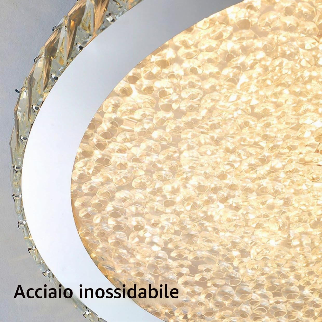 Plafoniera da incasso in cristallo con decorazione cromata per bagno Apparecchio di illuminazione moderno a LED dimmerabile Grande plafoniera rotonda per soggiorno Lampada da soffitto per picc