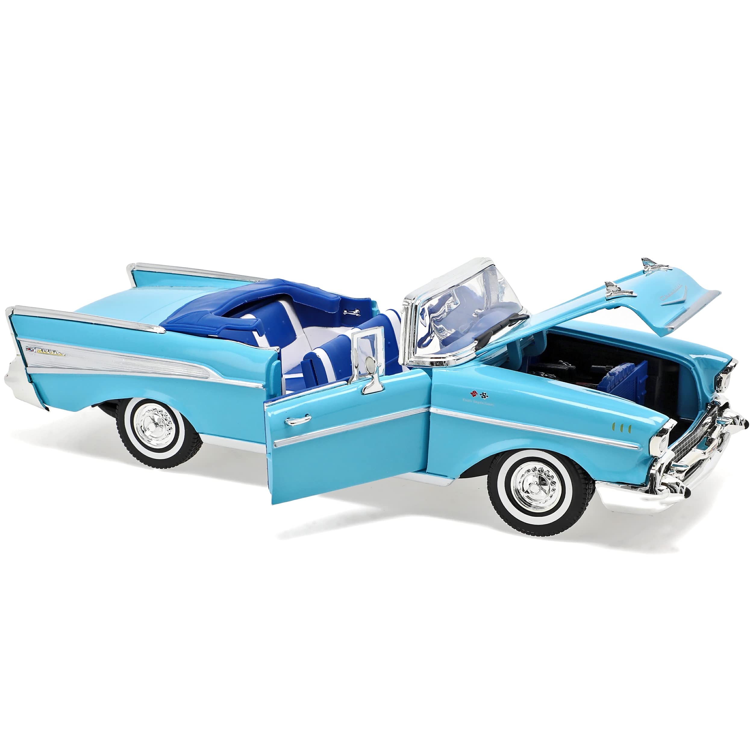 Motormax Chevrolet Chevy Bel Air 1957 Cabrio Blau Oldtimer 1/18 Modellauto Modell Auto