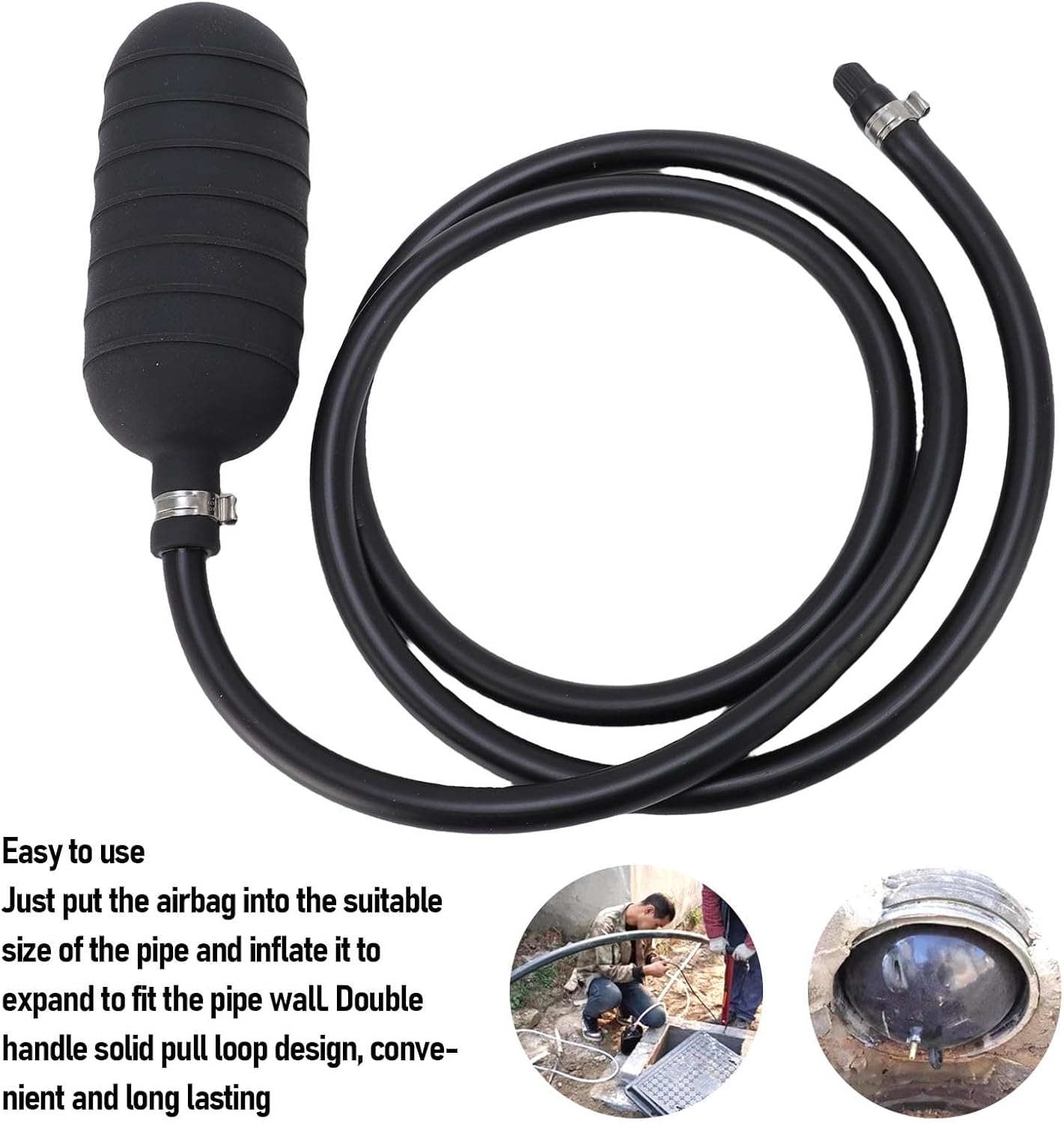 AUNMAS Water Shut Off Airbag Inflatable Pipe Plug 70mm Easy Operation Portable Design Versatile Applications for Sewer Drainage Testing