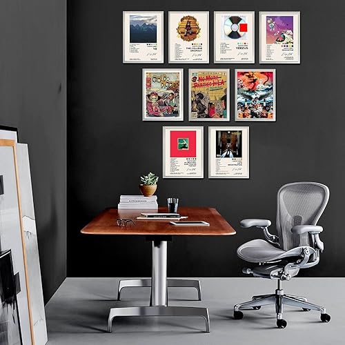 Miniatura 6 de Kanye West - Póster de edición limitada, póster de música de rap cantante, lienzo para pared, póster de habitación para niñas jóvenes, juego de 9