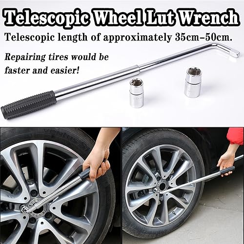 Miniatura 3 de QISF Juego de 4 llaves para automóvil, 14 a 20 pulgadas con enchufes estándar de 0.670.79 pulgadas, 0.860.86 pulgadas + llave de trinquete hexagonal