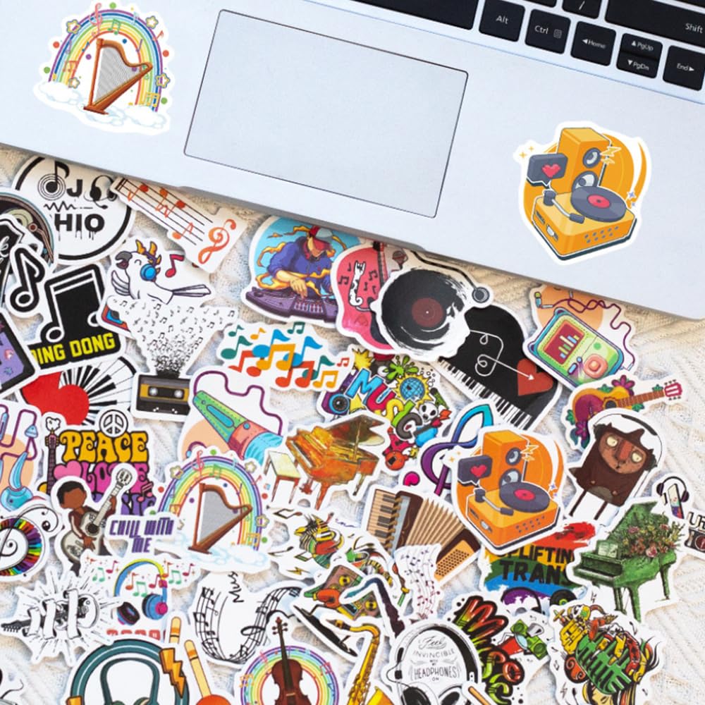 50 PCS Drum Stickers - Cool Drummer Music Stickers For Water Bottles & Devices