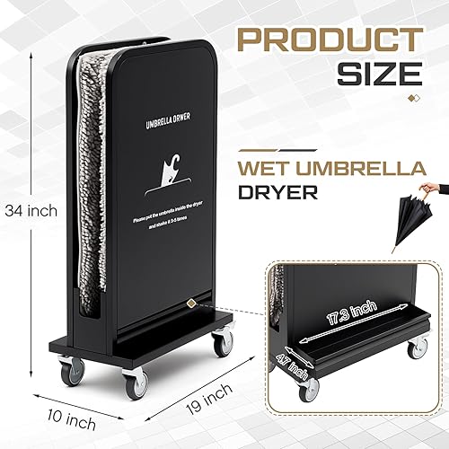 Miniatura 2 de Nuanchu Secador de paraguas húmedo comercial y removedor de agua de lluvia, 34 x 19 x 10 pulgadas, soportes para paraguas, acabado inoxidable W, 4
