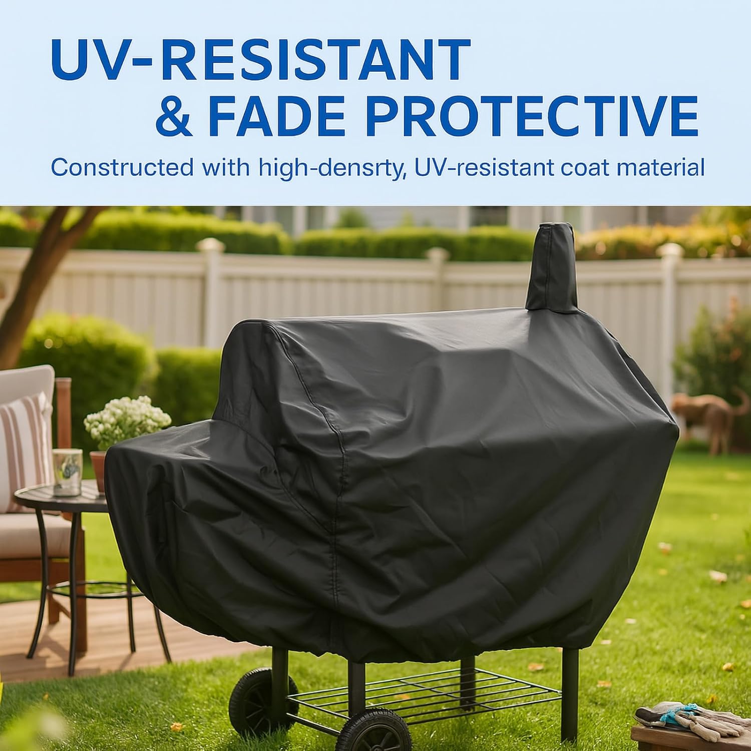 BBQ Cover for Outside Smoker: Waterproof Heavy Duty 41.3" Grill Cover - Dustproof Fade & UV Resistant Material Fits for Outdoor Barbecue Charcoal Grill Offset Smoker