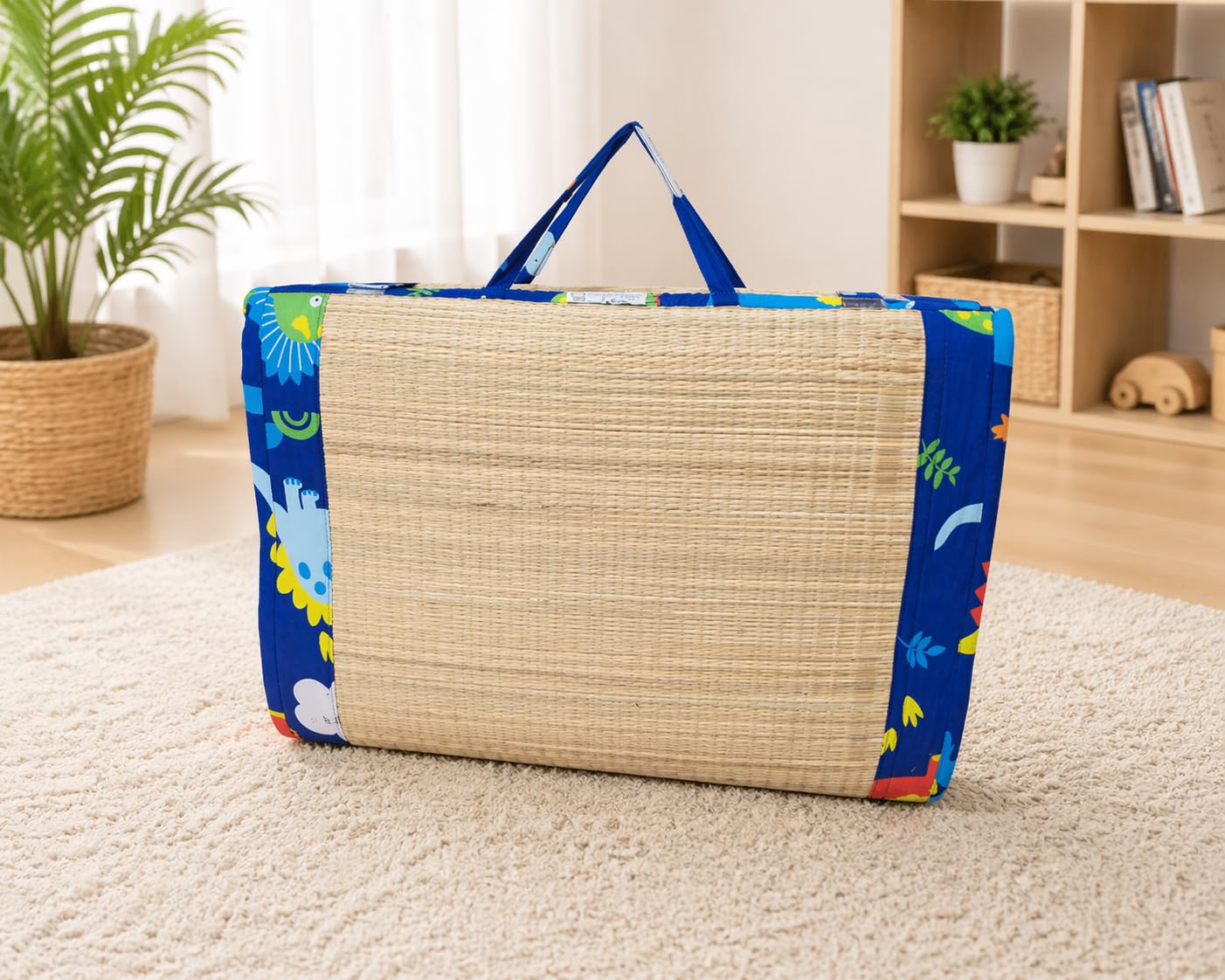 Kora Grass Foldable Sleeping Mat 3.5/6 Feet | Thick Cushion Floor Mattress for Kids & Adults | Portable Folding Bed with Carry Bag | Picnic, Travel & Play Mat | Dinosaur Print-image-18