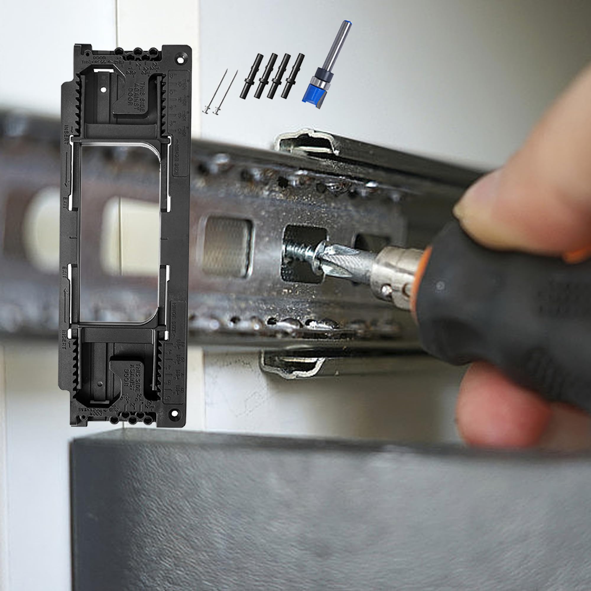 Präzisions-Türscharnier-Fräserschablone, legierung Holzbearbeitung Loch Opener Schlitz Locator, Aluminium-Türscharniervorrichtung, Positionierung, Bohren, Schlitzer, Führungsplatte