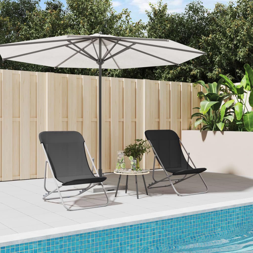 Strandliege Stuhl Outdoor Campingliege Terassenmöbel Strandstühle 2 STK. Textilene & Pulverbeschichteter Stahl für Patio Strand Terrasse Pool